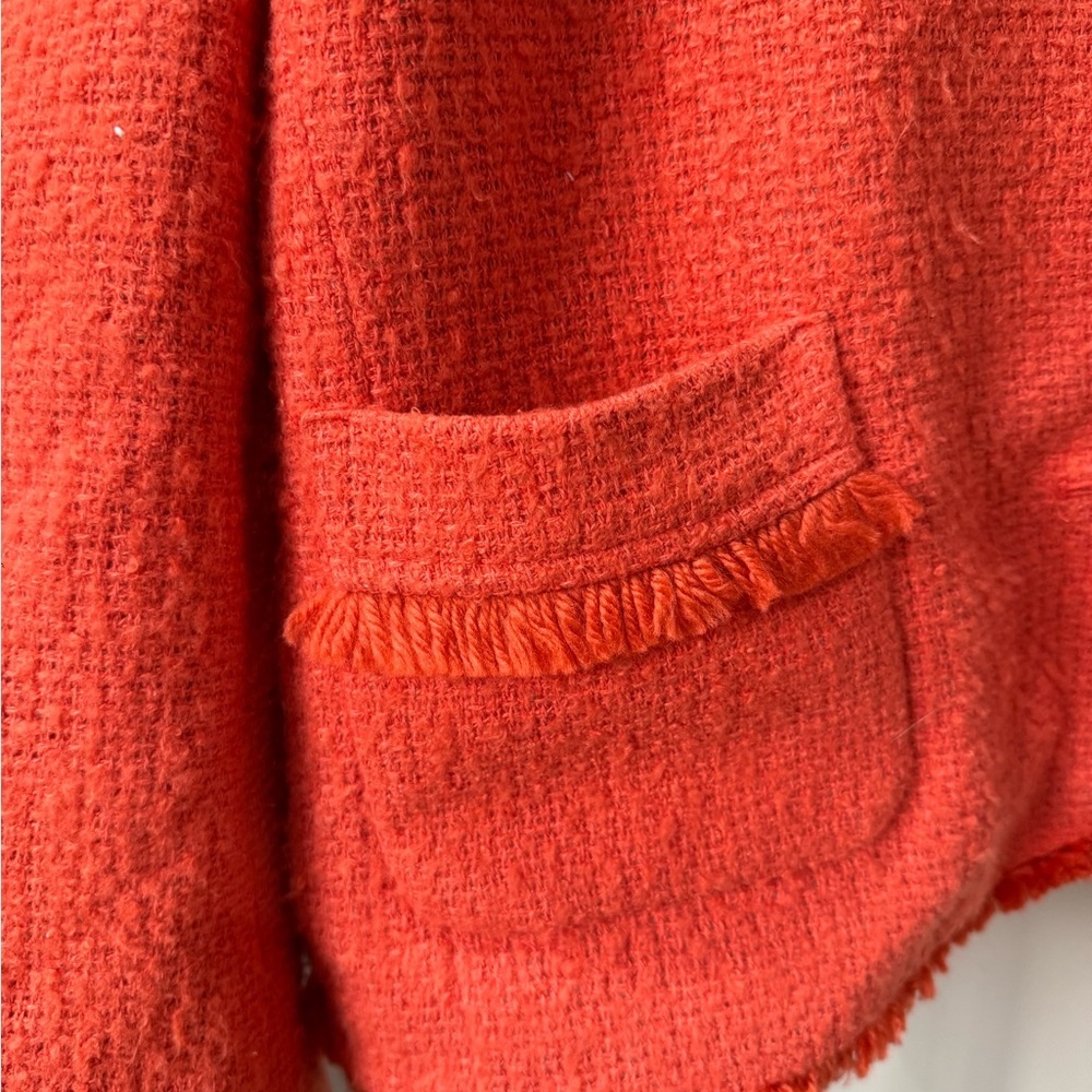 Talbots Orange Tweed Fringe Blazer Gold Button - Picture 8 of 9